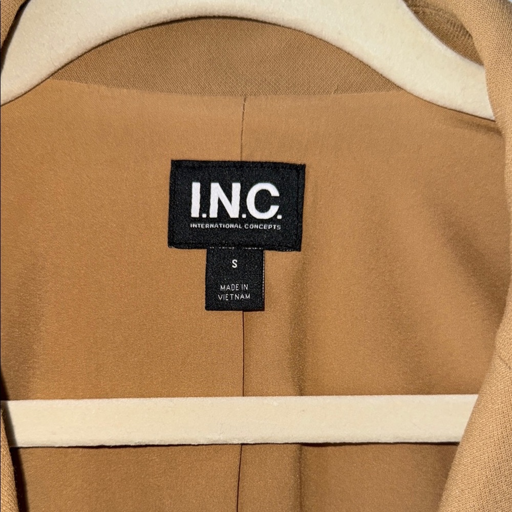 INC International Concepts Mustard Double-Breasted Blazer with Gold Buttons - Picture 2 of 4